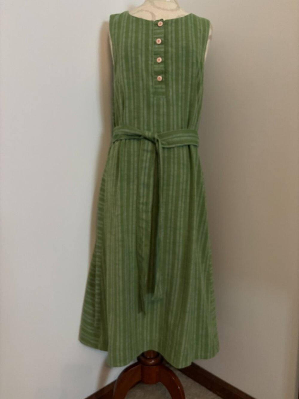 ACE & JIG SLEEVELESS BELTED A-LINE STRIPED MIDI DRESS LARGE CONTRAST SIDE PANELS
